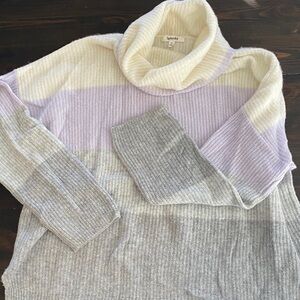 Splendid Women's M SOFT Cowl Neck Sweater - Cream, Gray, Lavender